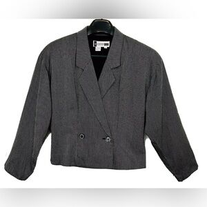 SK & Company Petite Vintage 80’s Womens 10P Double Breasted Tweed Cropped Blazer